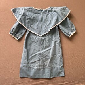 Pink and Blue Girls' Peasant Vintage-like Dress Flower Applique Set Of 2